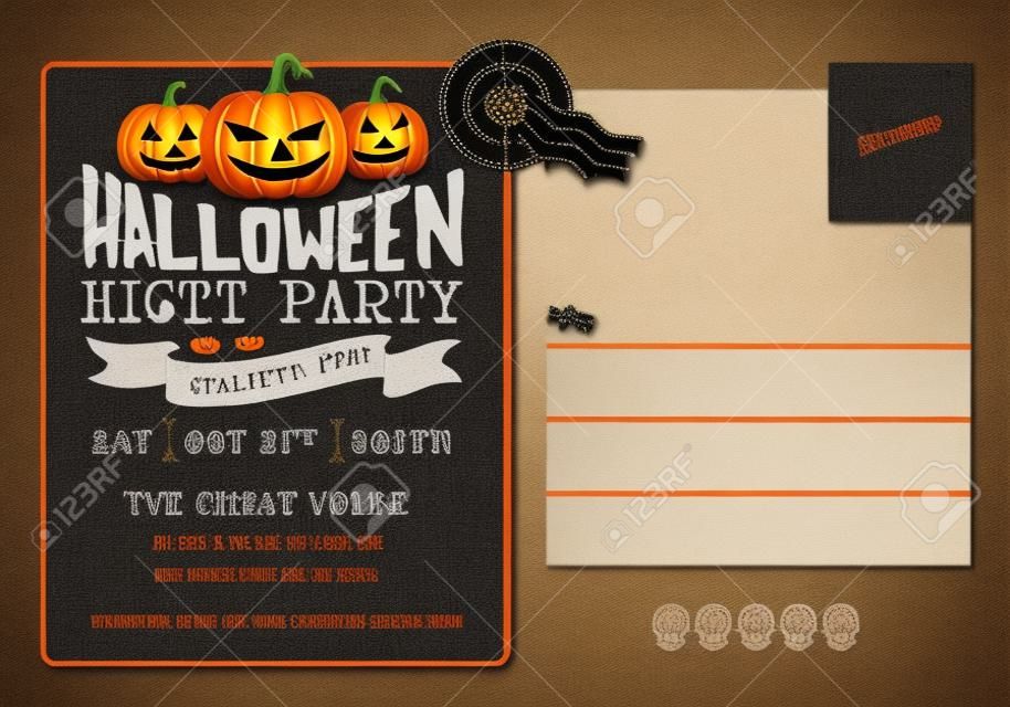 Halloween Party and Costume Contest Postcard Invitation Template