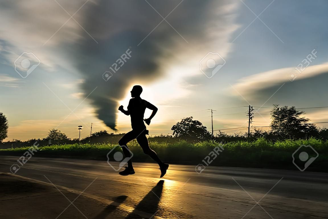 People Running for Health in Sunshine morning as Marathon Athlete Healthy Activity Concept.