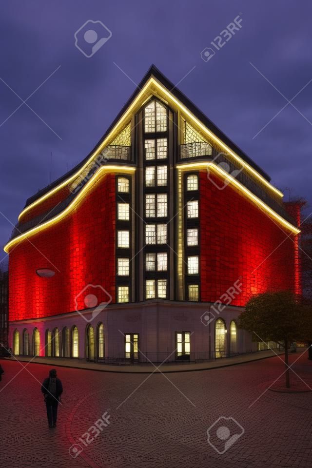 Illuminated Chile House in Hamburg germany europe