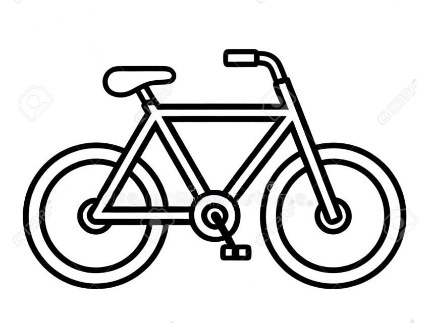 Dibujo de esquema de bicicleta visto desde el lado aislado sobre blanco, ilustración vectorial