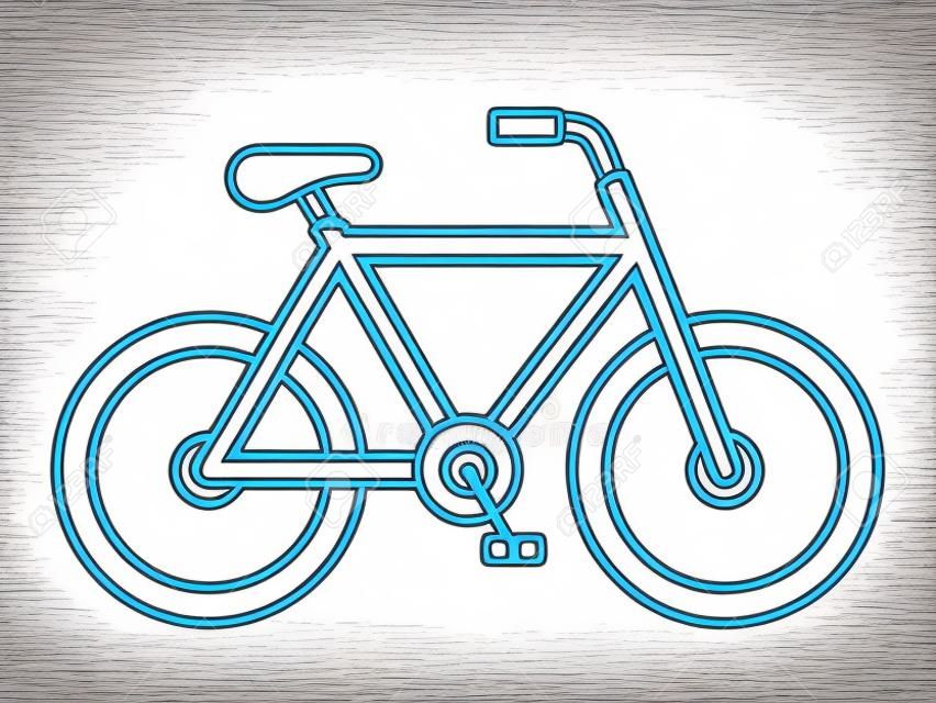 Bicycle outline drawing viewed from the side isolated over white, vector illustration