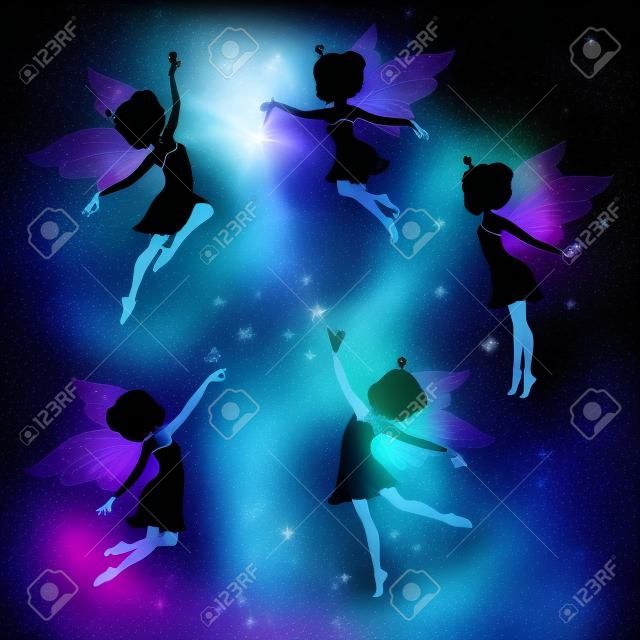 Set of silhouette of beautiful fairy. Set of silhouette of beautiful fairy.