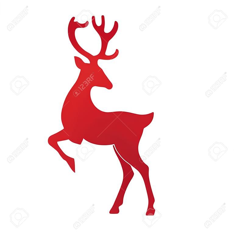 Silhueta de cervo de Natal. Ilustração com silhueta de uma rena vermelha isolada no fundo branco. Projeto do vetor com cervo de Natal.