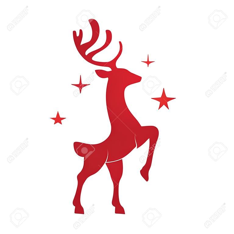 Silhueta de cervo de Natal. Ilustração com silhueta de uma rena vermelha isolada no fundo branco. Projeto do vetor com cervo de Natal.