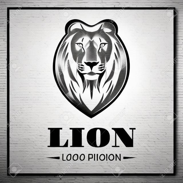 Lion logo in monochrome style on white background
