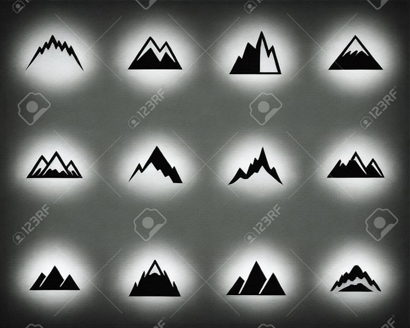 Vector black mountains icons set