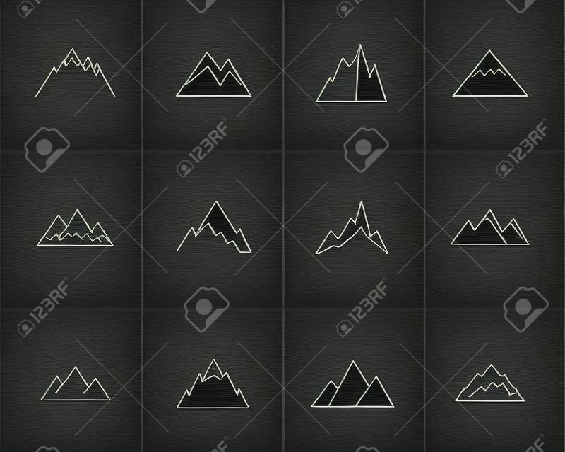 Набор векторных черные горы иконки