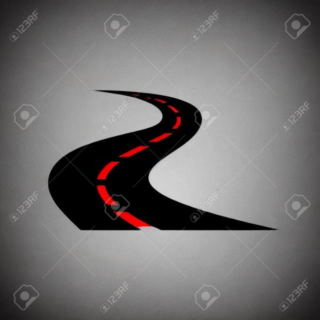 Vector black car road icon. Highway symbol. Road sign.