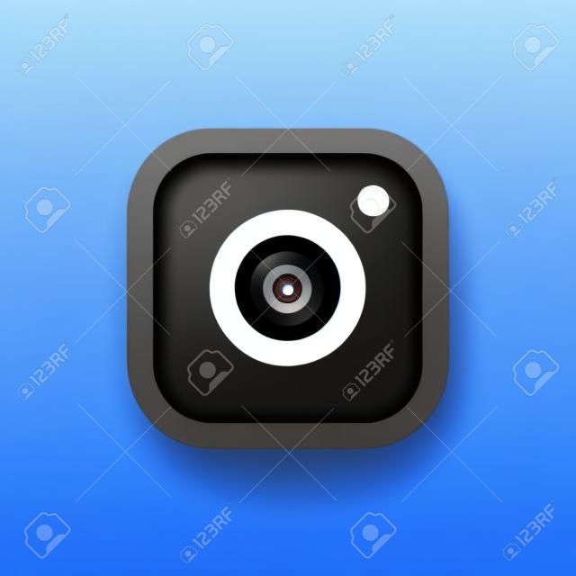 Vector black camera icon on grey background