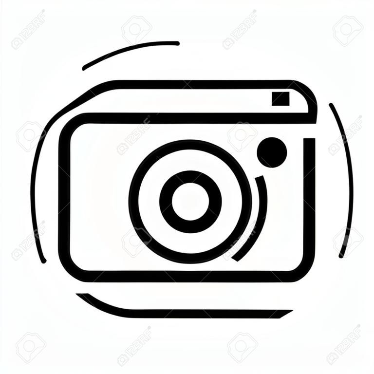 Vector black camera icon on grey background
