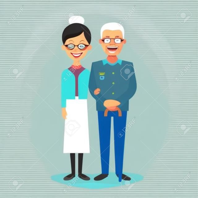 Vektor-Illustration von glücklich lächelnden älteren Paares