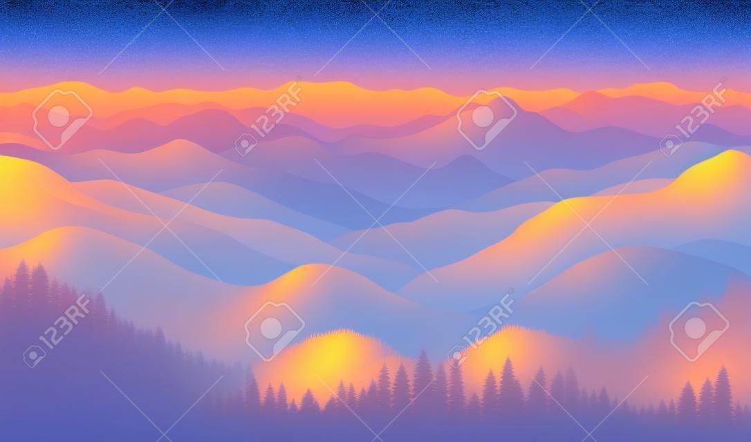 mountains morning landscape - seamless background.