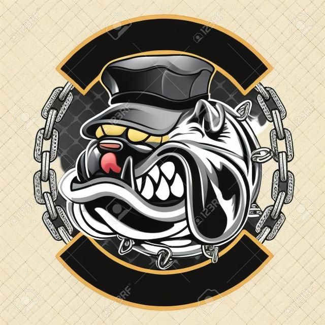 bulldogs wear caps and chains hand drawing vector