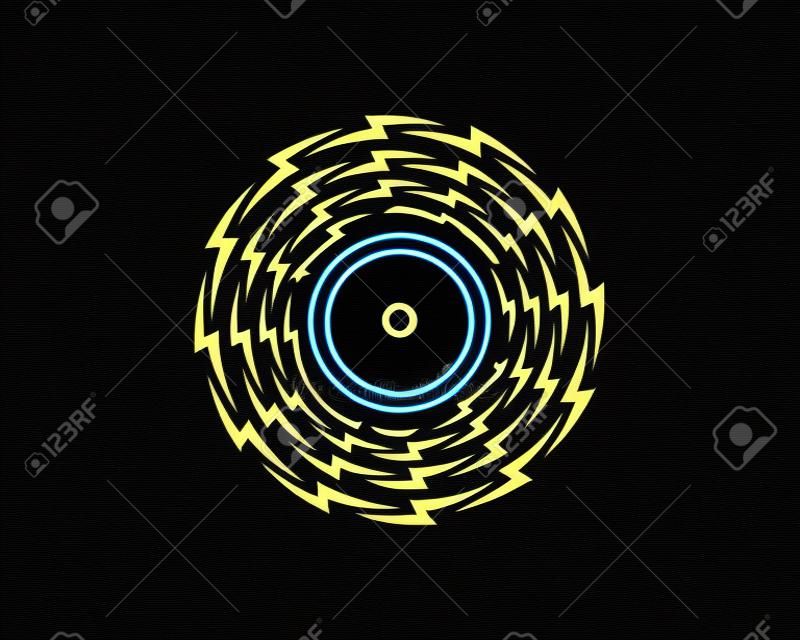 El símbolo de un rayo circular forma un logotipo de ventilador