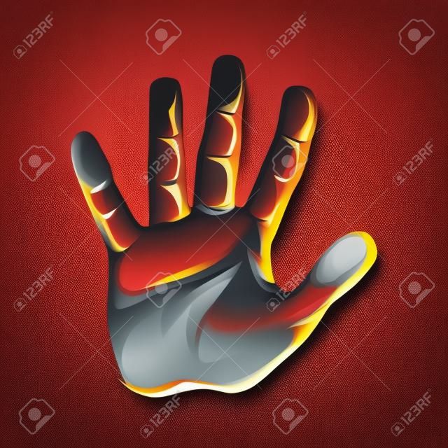 Mężczyzna ręka, simbol przerwa, niebezpieczeństwo, kreskówki ilustracja
