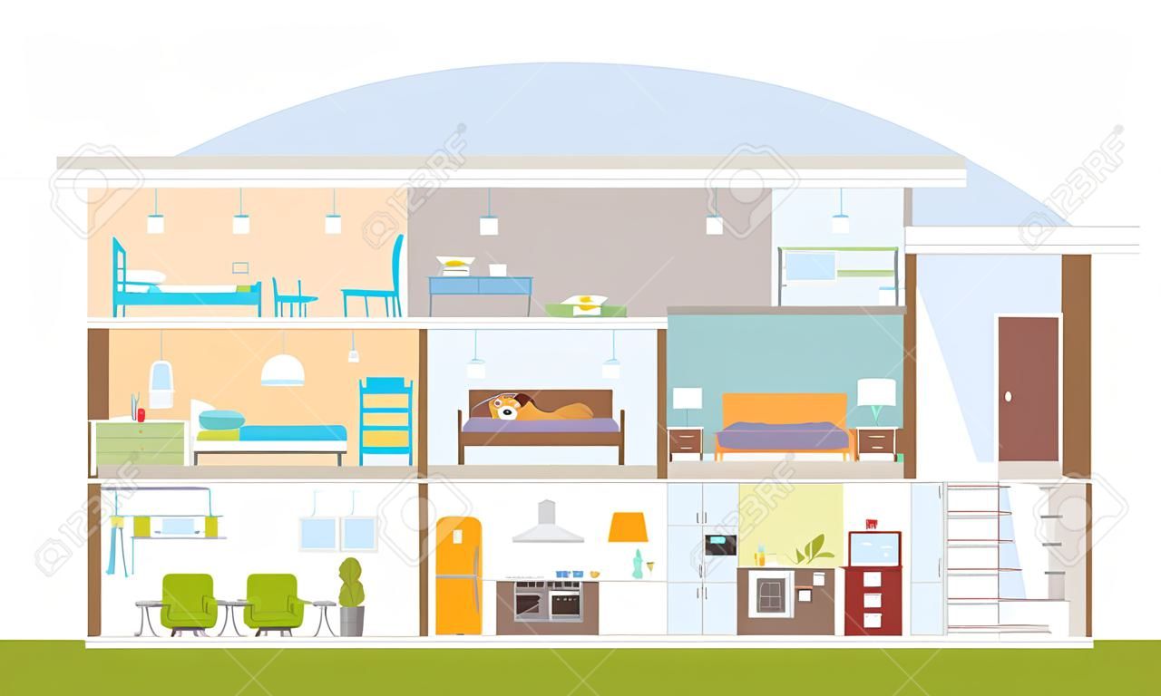 家居室内用家具家具插画详细介绍现代家居室内平面风格