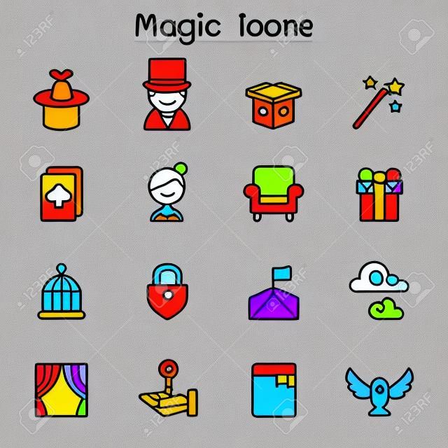 Magic color line icon set