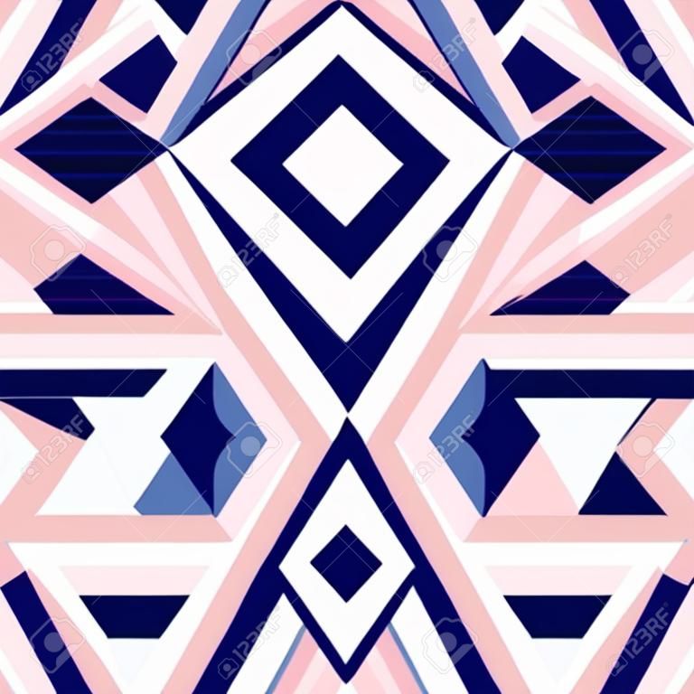 formes de diamant mosaïque . résumé géométrie en bleu marine et fond rose seamless . motif de vecteur de romb blanc. conception de modèle de mode .