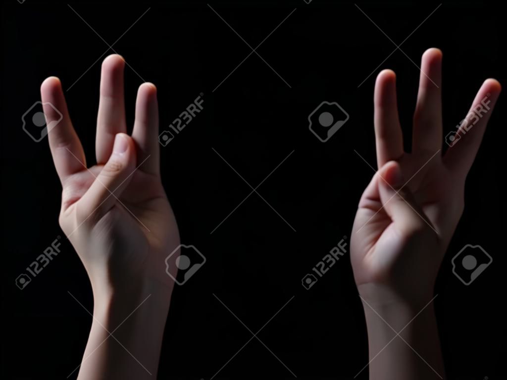 Icone delle mani su uno sfondo nero