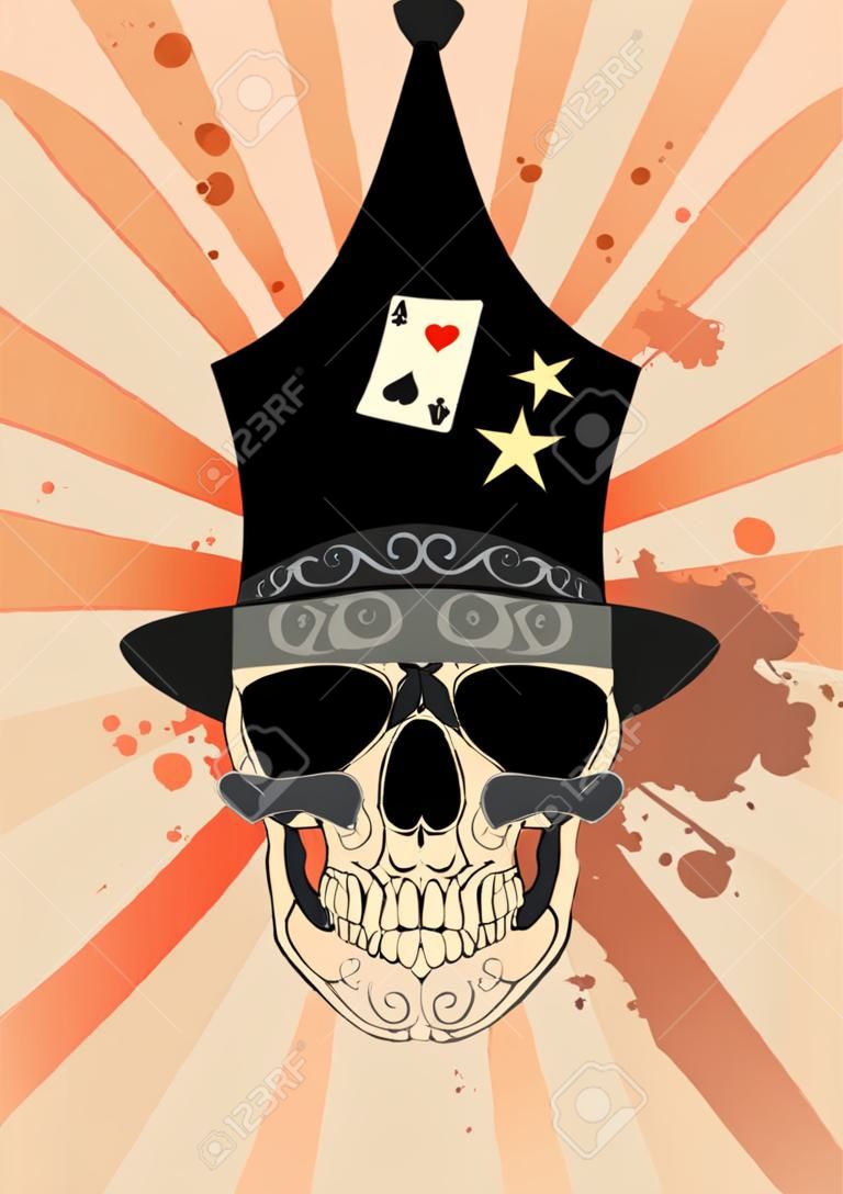 Circus design template with magician skull.