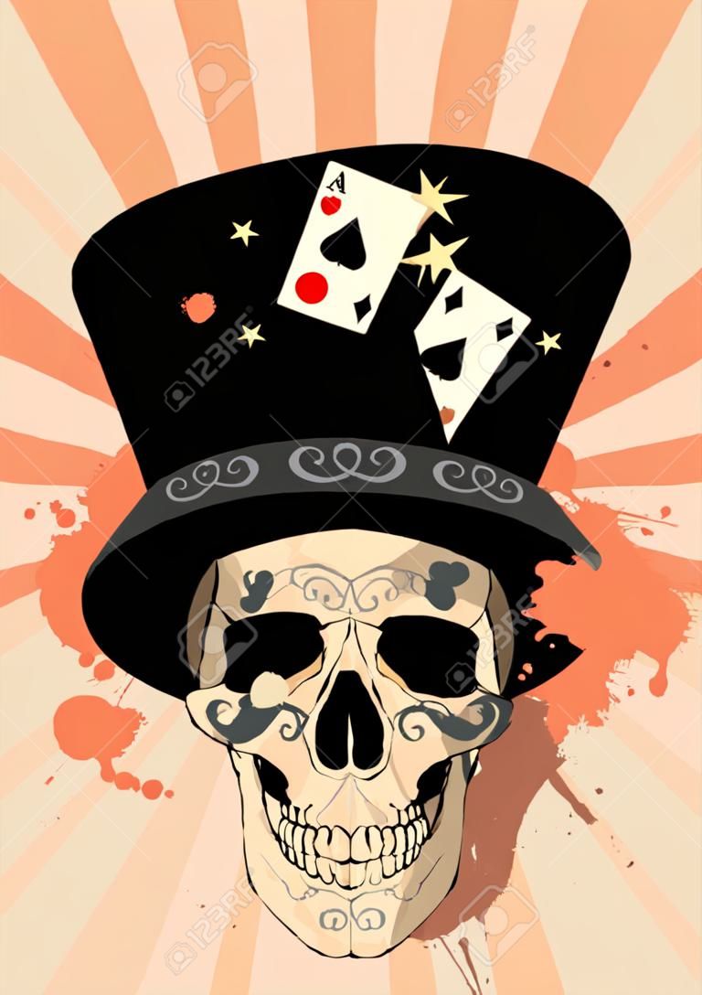Circus design template with magician skull.