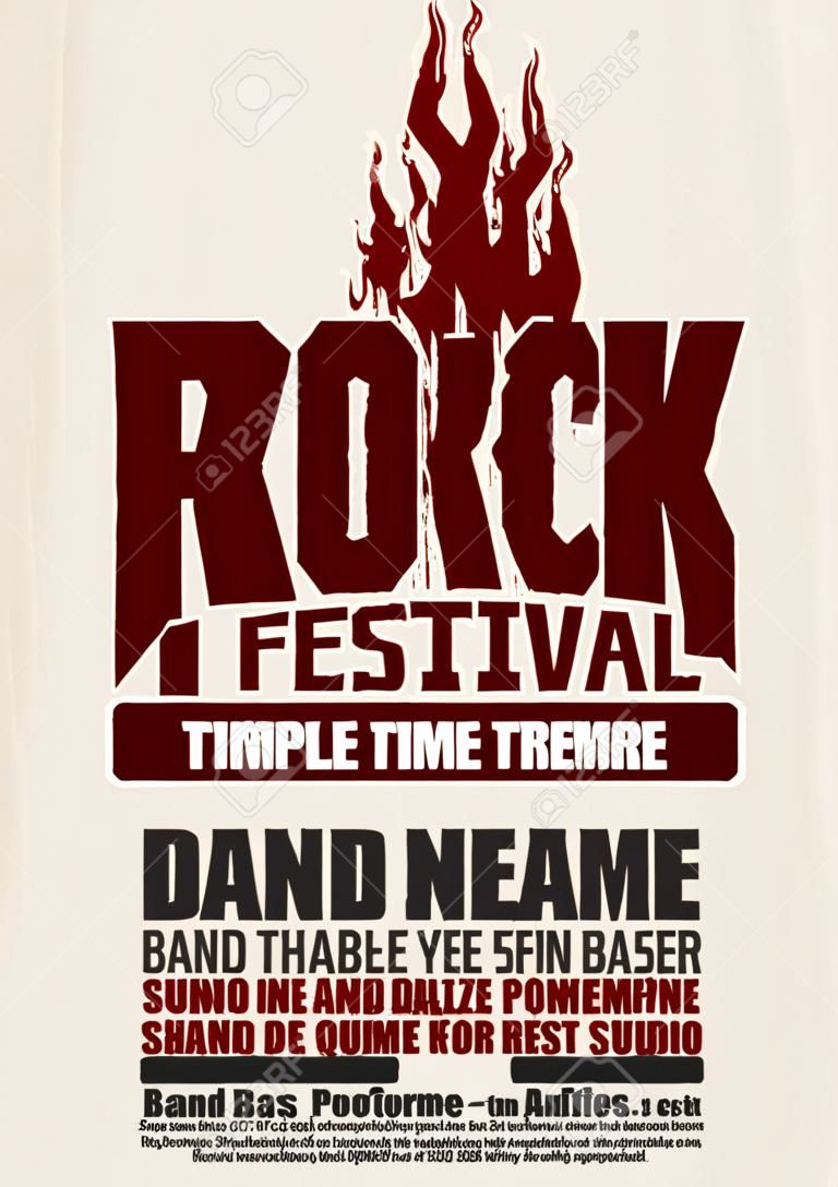Rock festival design template with bass guitar and place for text.