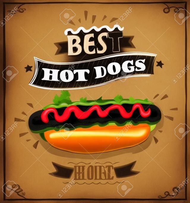 Beste hot dogs hier krijtbord menu ontwerp concept