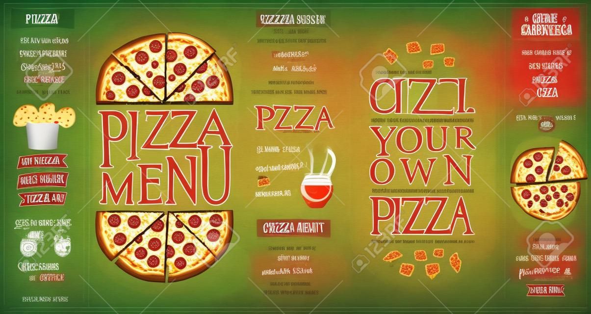 ピザメニューリストセット、あなた自身のピザ、その日のピザ、割引、ピザの配達を作成します