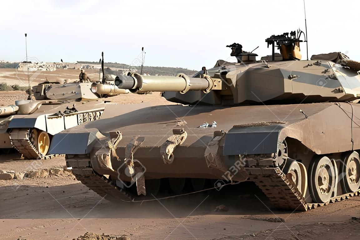 Israeli–Palestinian conflict. Israeli military operation Cast Lead. Israeli tank Merkava ( Mercava)  Mk 4 on border with Gaza strip
