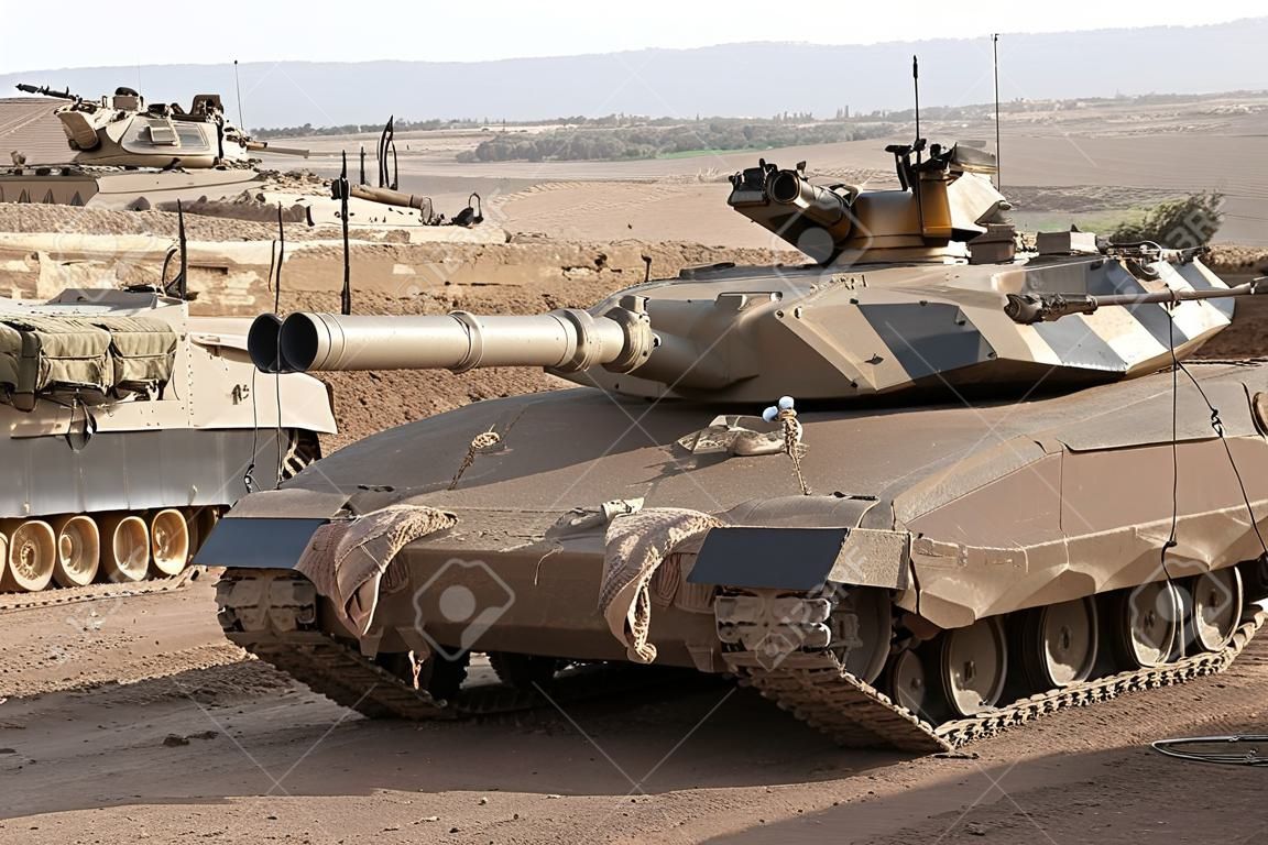 Israeli–Palestinian conflict. Israeli military operation Cast Lead. Israeli tank Merkava ( Mercava)  Mk 4 on border with Gaza strip