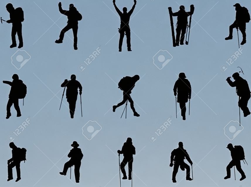 mountain climbing and hiking silhouettes