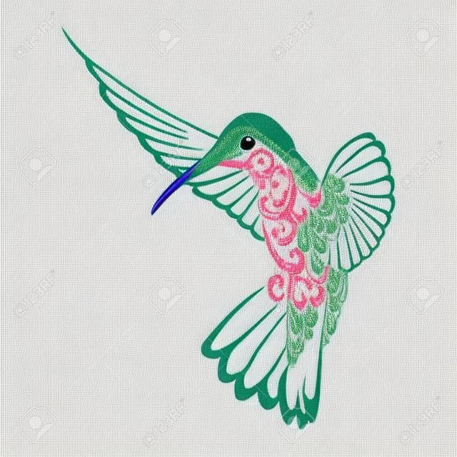 Bordado de colibríes. Pájaro bordado. Vector elemento decorativo para bordado, parches y pegatinas