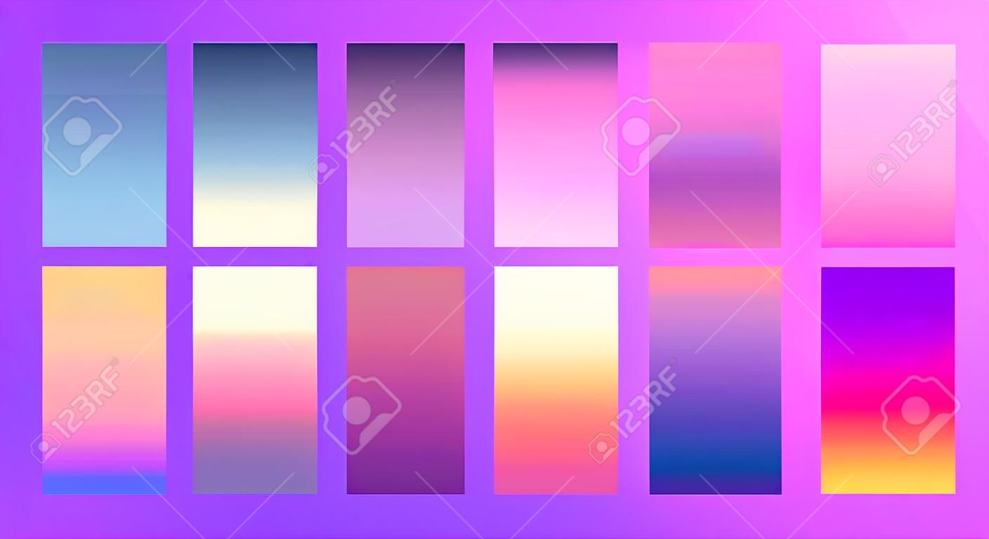 Design de vetor de tela na moda para landing page, smartphone, aplicativo móvel Gradientes multicoloridos macios Paleta moderna