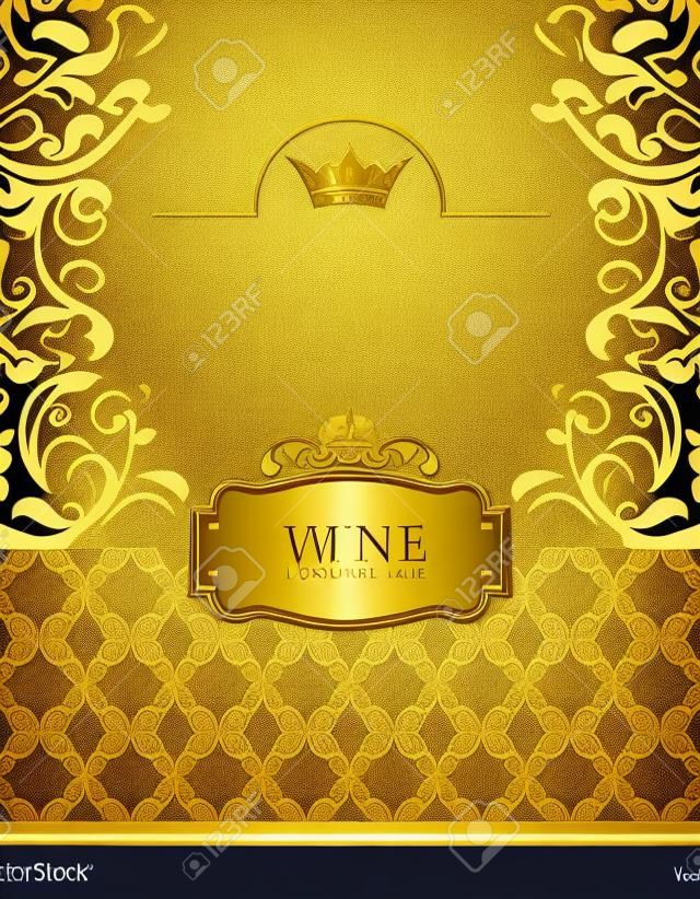 Illustration luxury gold wine label with emblem  - vector