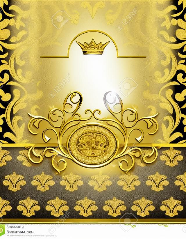 Étiquette d'or Illustration de luxe avec emblème