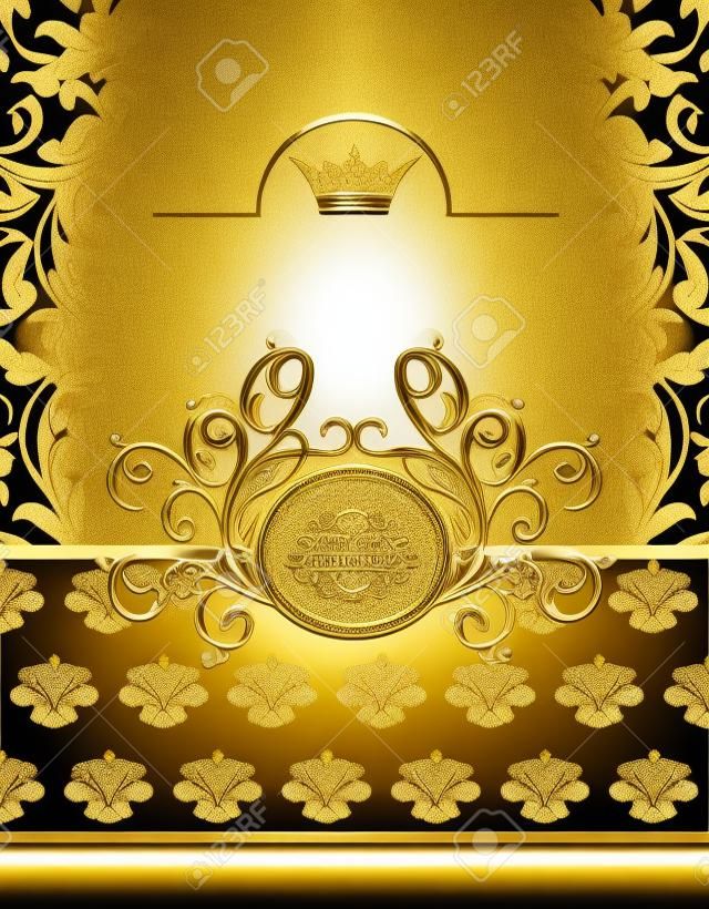 Étiquette d'or Illustration de luxe avec emblème
