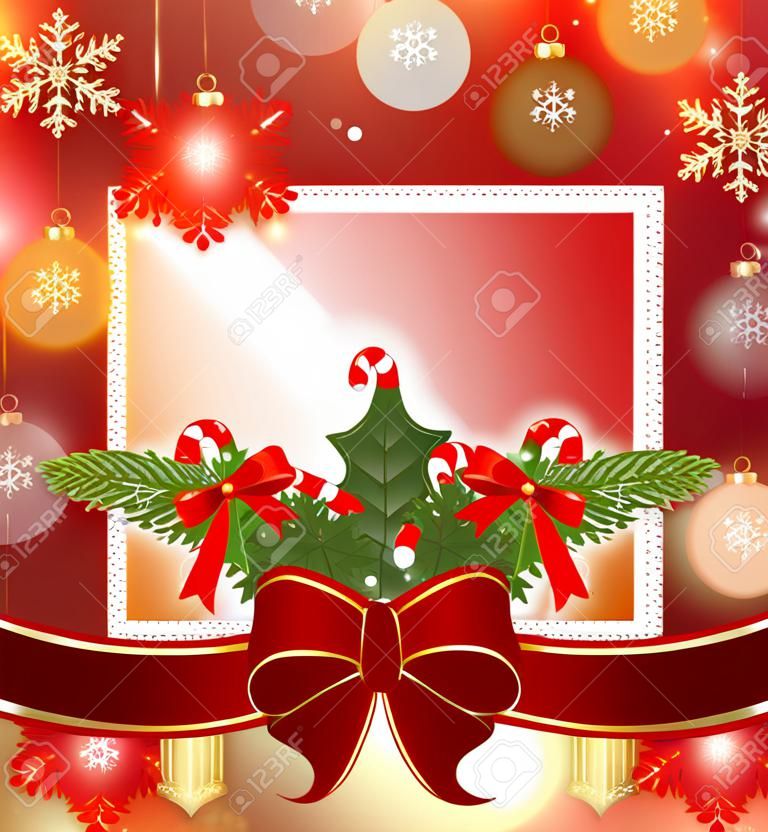 Иллюстрация приветствие элегантным карта с рождественские украшения