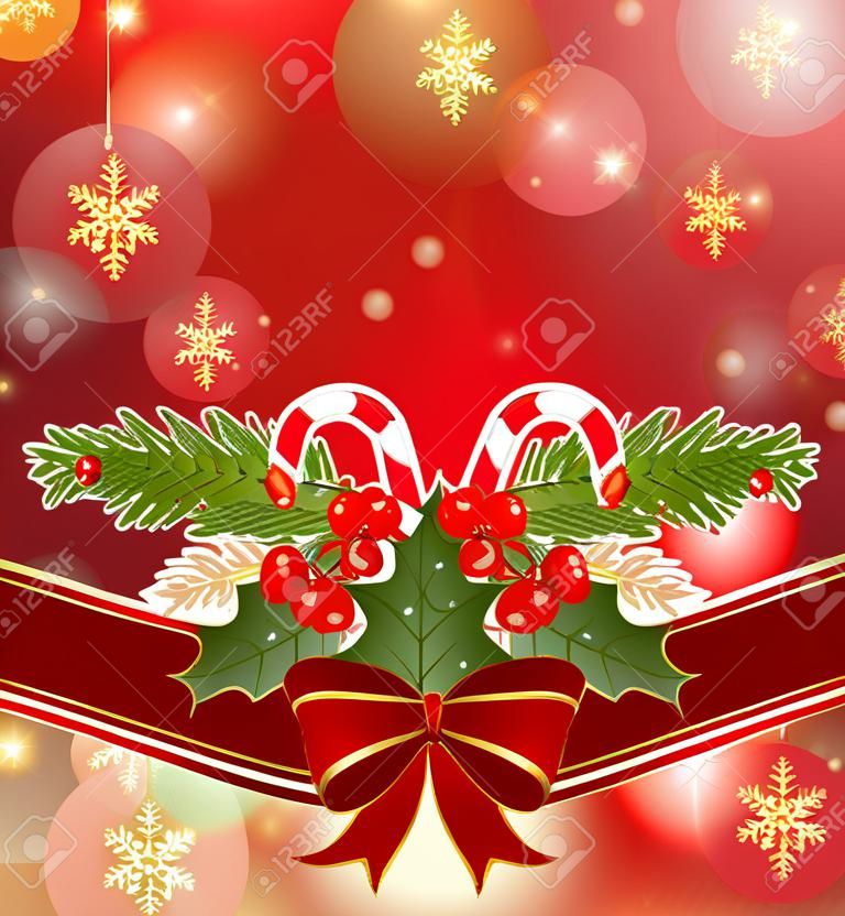 Ilustración de la tarjeta de felicitación elegante con la decoración de Navidad