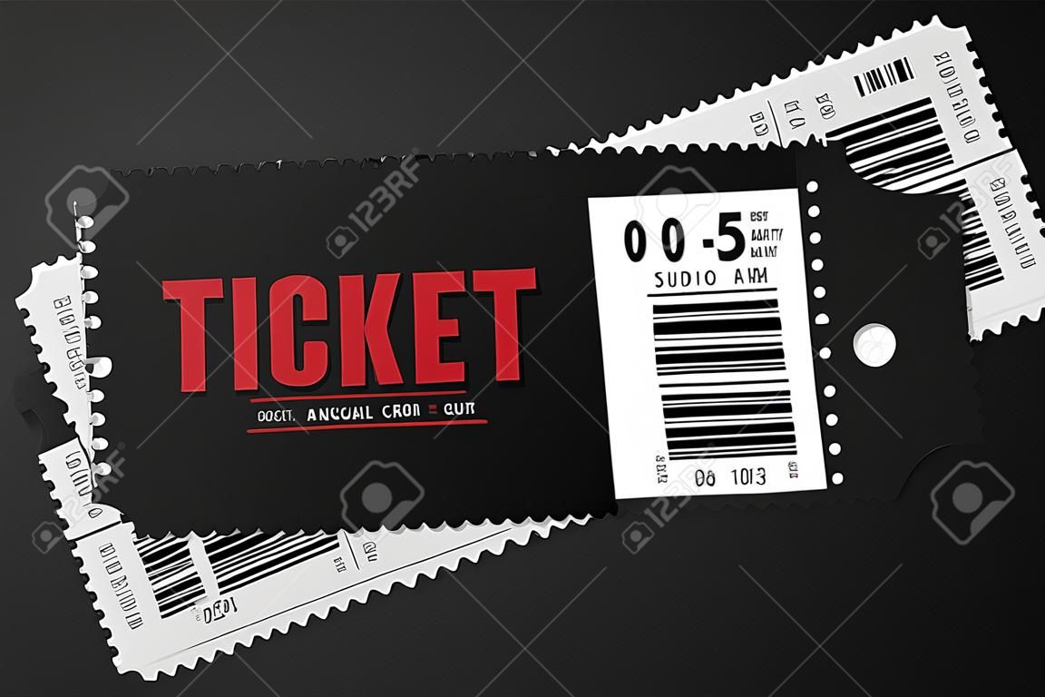 Biglietto vettoriale realistico, progettato per una persona. Biglietto per cinema o teatro o concerto