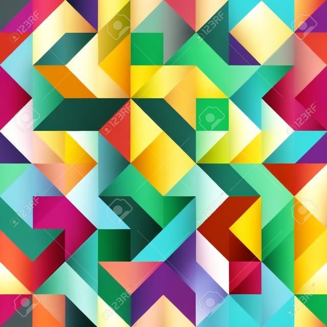 Modello senza cuciture asimmetrico astratto universale geometrico di forme geometriche angolari semplici. Tavolozza dei colori con composizione armoniosa. Sfondo continuo grafico da diverse figure.