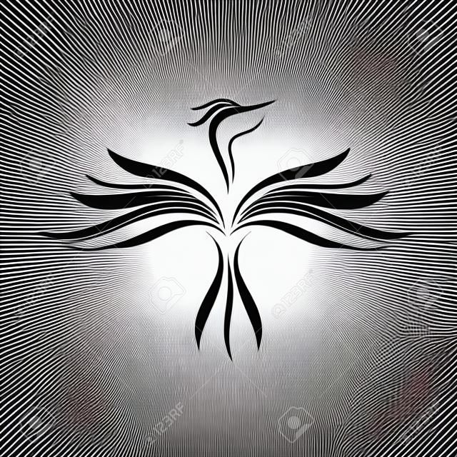 Abstract Vlam vliegende vogel lijn kunst Symbool vector illustratie