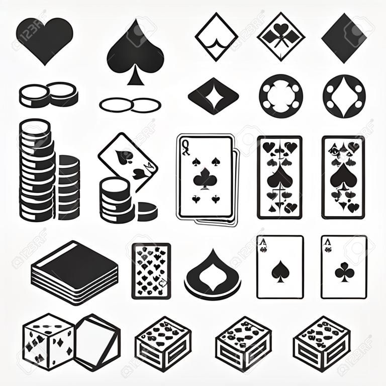 Poker Icons Set - Vektor-Spielkarten oder Spielcasino Symbole
