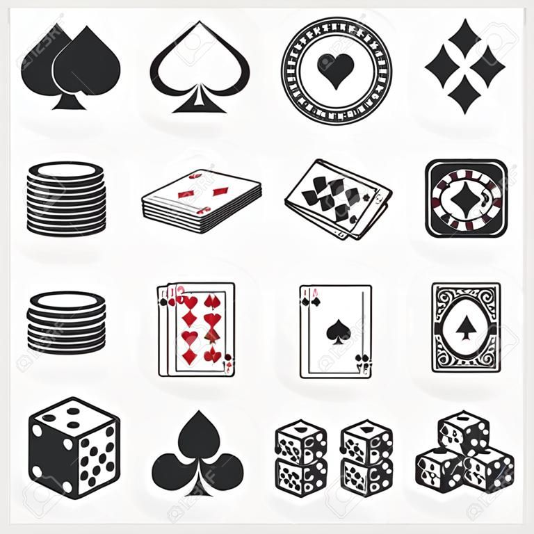 撲克圖標設置 - 矢量打牌賭博娛樂場符號