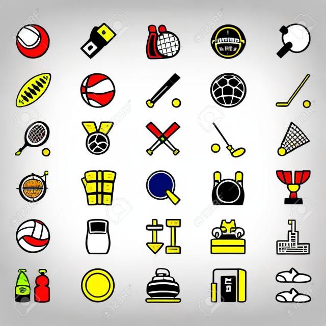 Sport Line icone - simboli di sport vettore o segni in stile sottile linea