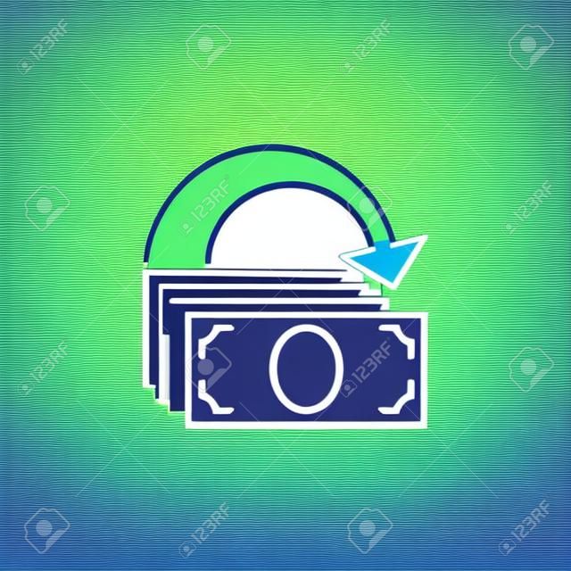 Banknotes with Arrow outline colorful icon - vector symbol