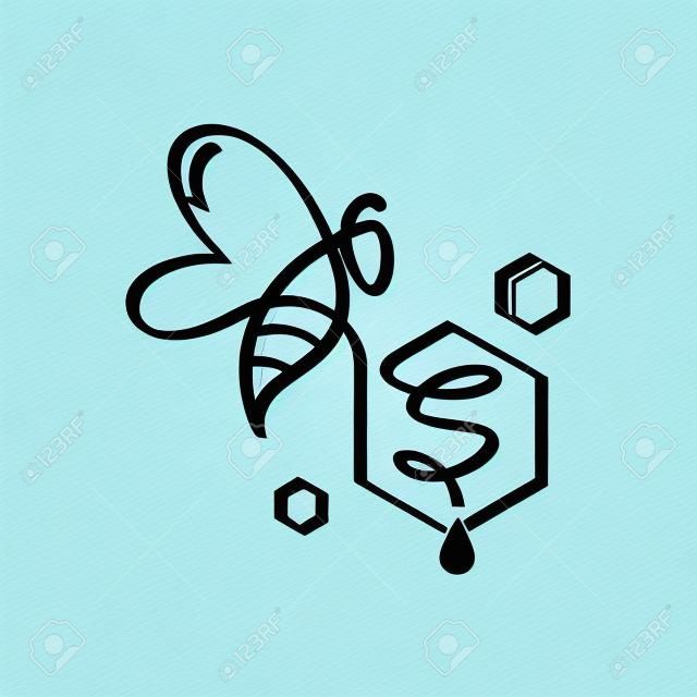 Simple and minimalist illustration logo design initial S combining with bee.