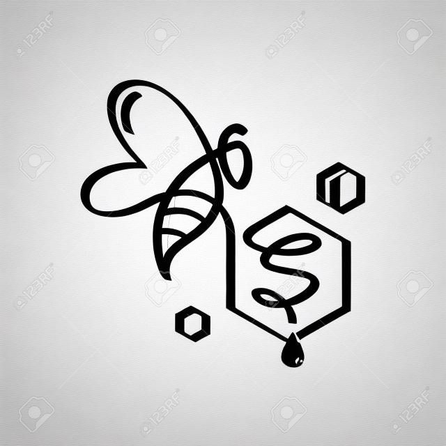 Simple and minimalist illustration logo design initial S combining with bee.