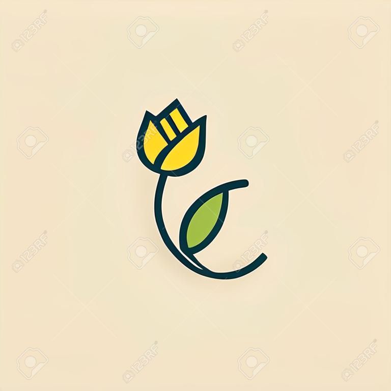 Beauty and charming simple illustration logo design Initial C combine with tulip flower.