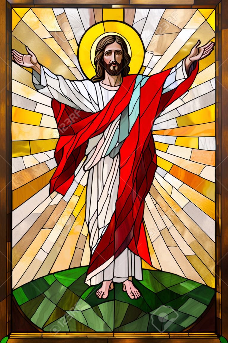 Stained Glass Painting of Jesus Christ