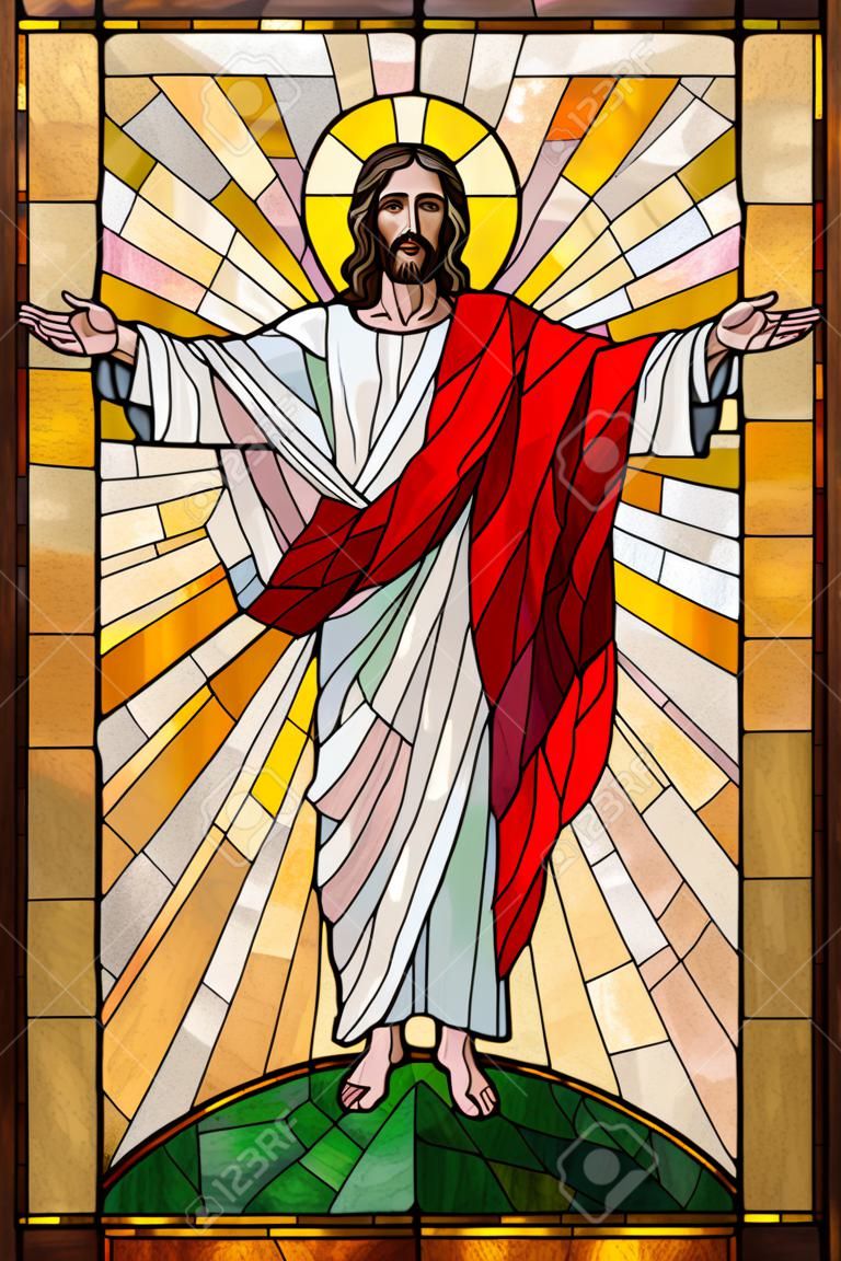 Pintura de vidro manchado de Jesus Cristo